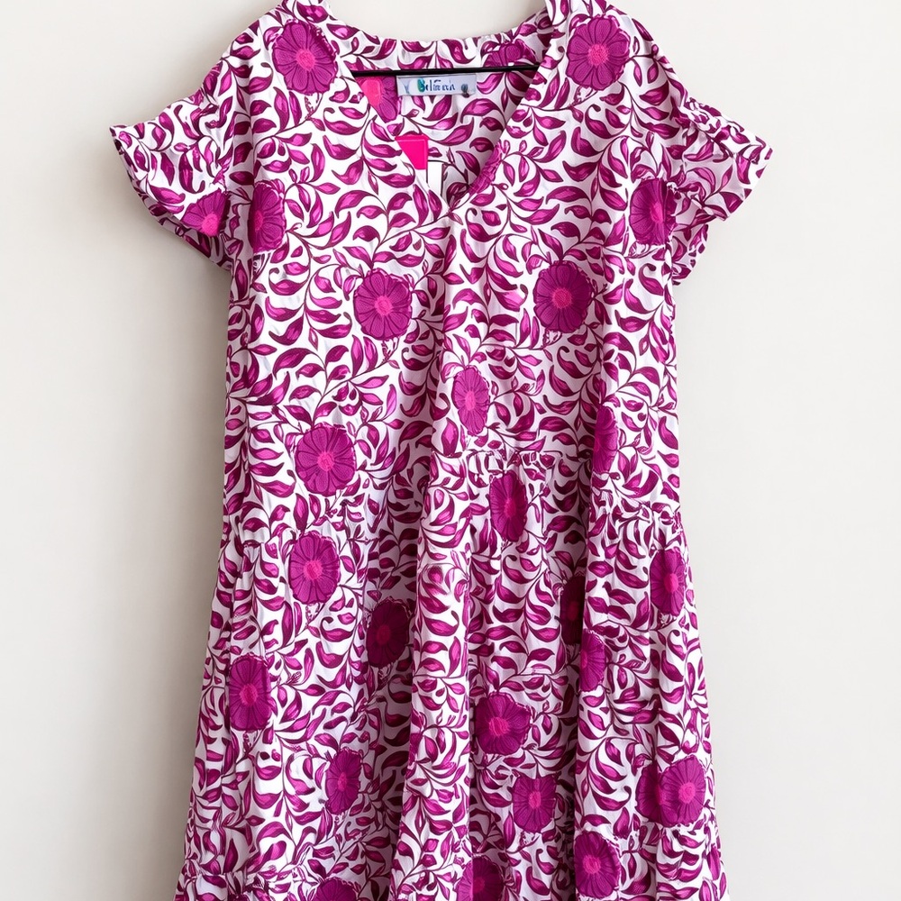 Pink and White Floral Dress